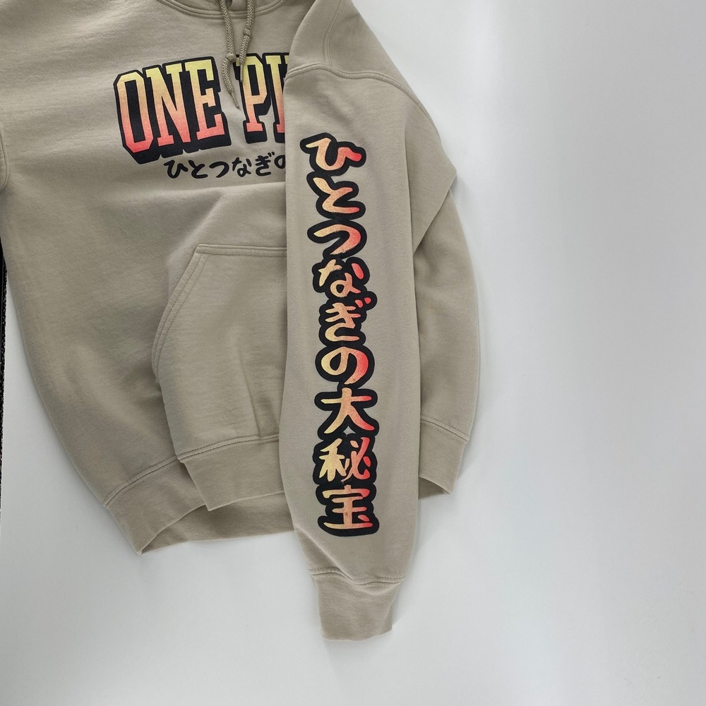 One Piece Anime Luffy Graphic Hoodie Tan Mens Small Streetwear Sweatshirt - Picture 4 of 7
